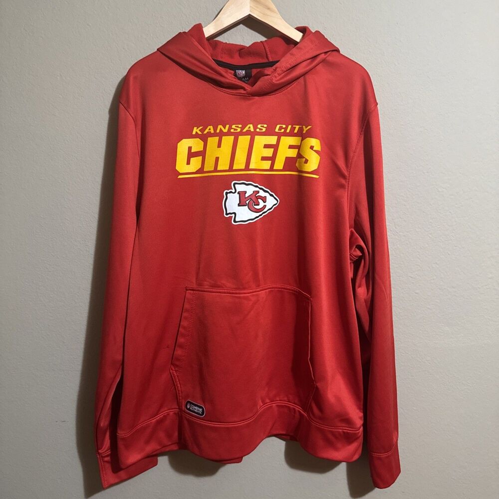 NFL Team Apparel Size XXL Men Red Pullover Kansas City Chiefs Long Sleeve Hoodie